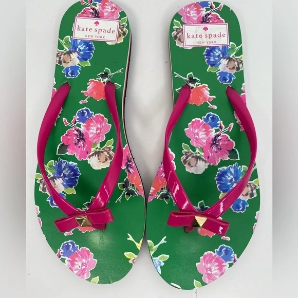 Kate Spade NWOT or Box Summer Nadine Spring Blooms Print Flip Flops - Picture 2 of 8